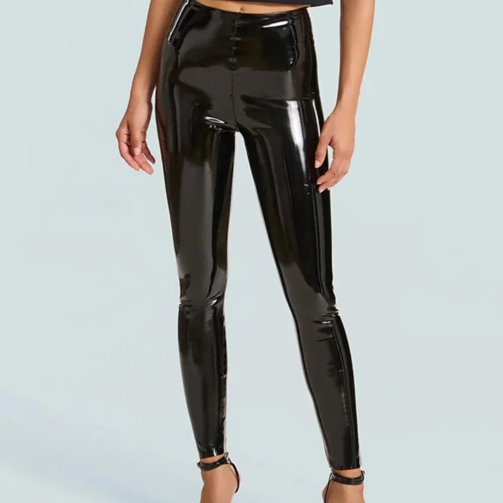 Commando Black Faux Patent Leather Legging. Sz: S